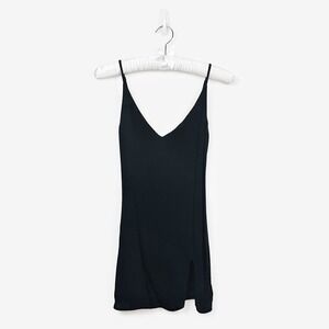 Reformation Marlowe Mini Dress Size XS Black Slip Minimalist Edgy Cocktail LBD